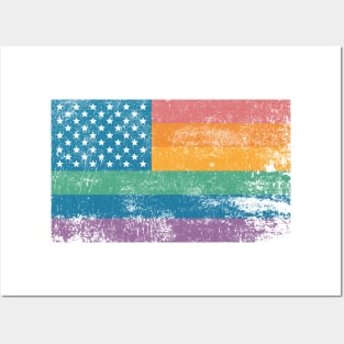 American Flag Rainbow Posters and Art